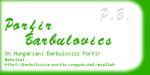 porfir barbulovics business card